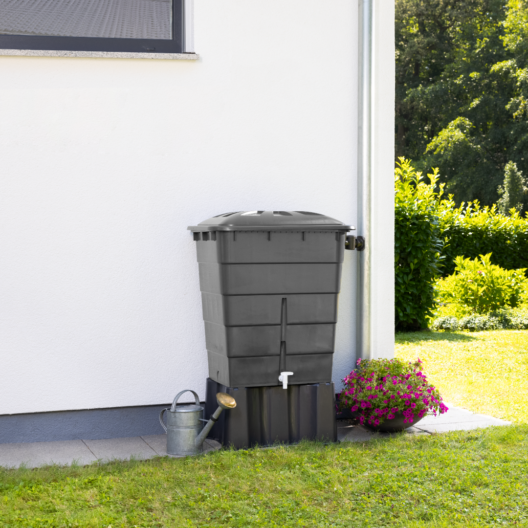 Garantia Square Water Butt 300 litre Graphite Grey Complete