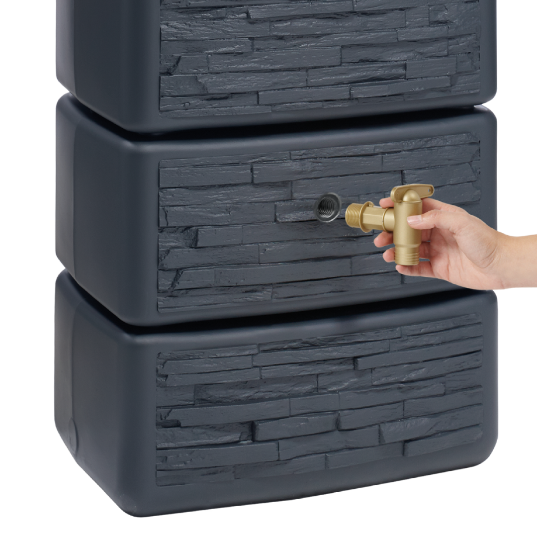 Garantia Dark Grey Slim Stone Wall Water Butt 350 litres