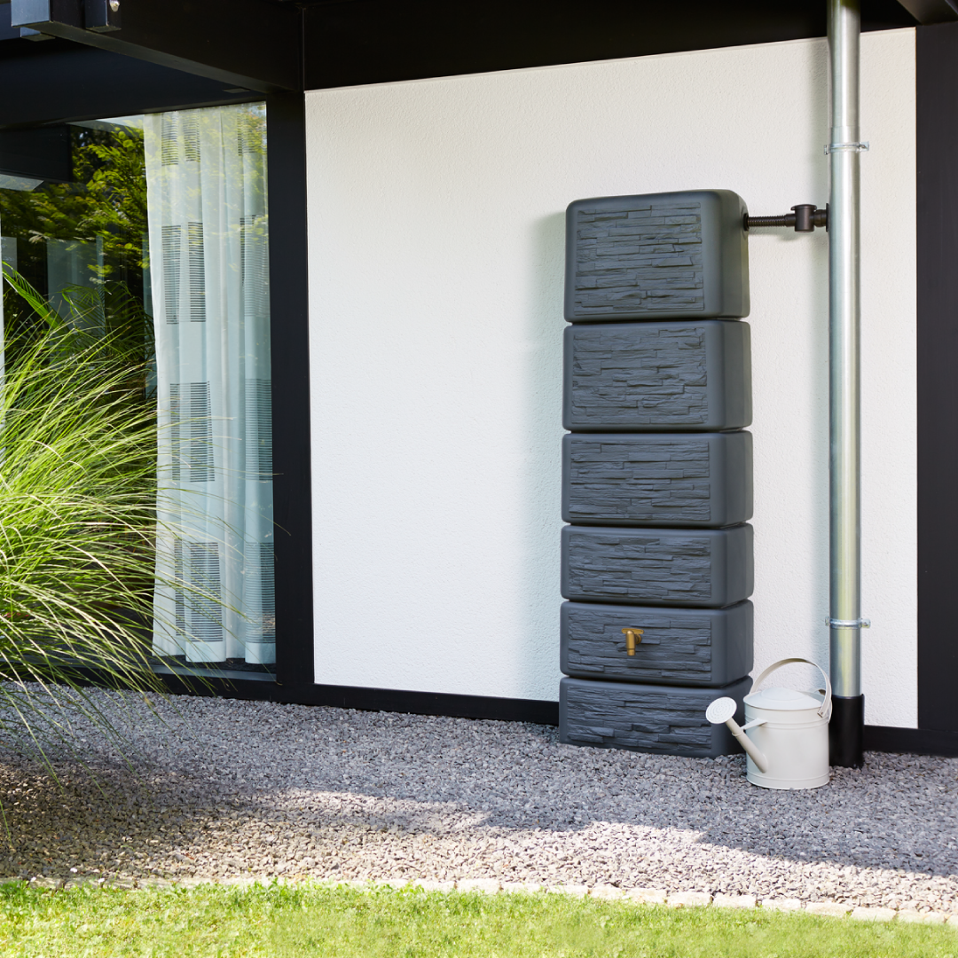 Garantia Dark Grey Slim Stone Wall Water Butt 350 litres